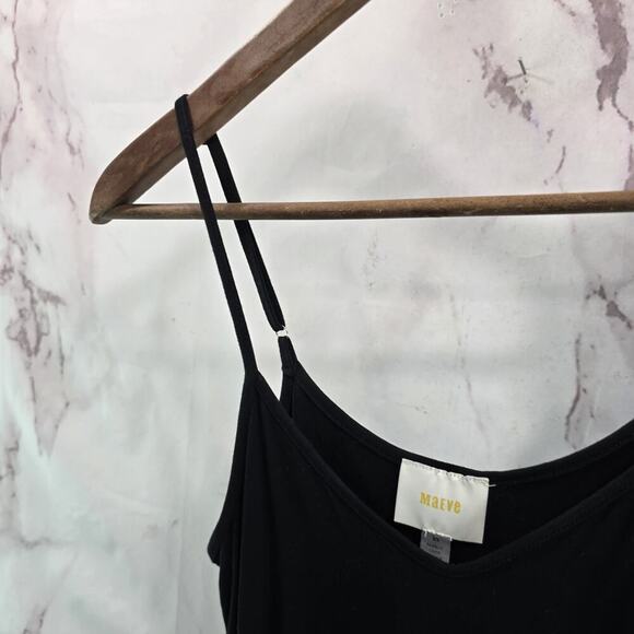 Anthropologie Dress Womens XS Black Slub Slip Cami Spaghetti Stretch Maeve - Picture 2 of 10